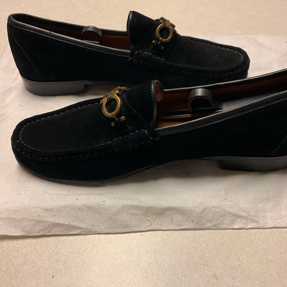 Salvatore Ferragamo Black Suede Dress Shoe